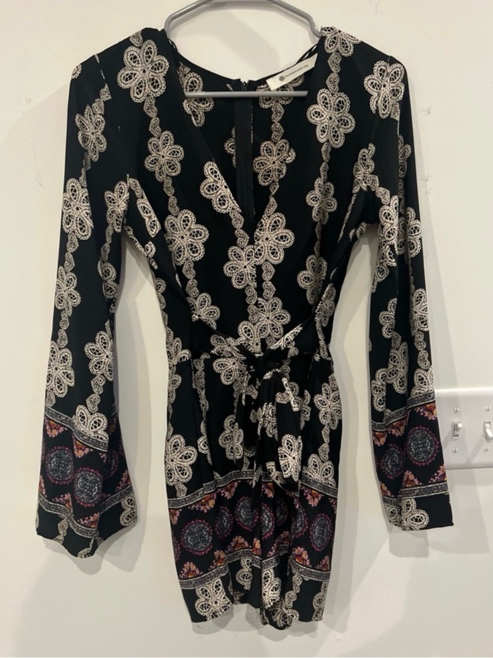 The Impeccable Pig Black and Cream Floral Jumpsuit